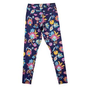 Champion Womens Floral Paisley Print Athletic Leggings Navy Blue Small RN15763